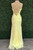 Yellow Sequins Spaghetti Straps Split Prom Dress