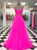 Hot Pink Tulle Spaghetti Straps Prom Dress
