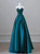 Simple Blue Satin Strapless Prom Dress