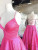 Hot Pink Satin Spaghetti Straps Prom Dress