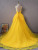 Yellow Tulle Spaghetti Straps Pleats Beading Prom Dress