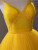 Yellow Tulle Spaghetti Straps Pleats Beading Prom Dress