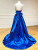 Royal Blue Satin Spaghetti Straps Prom Dress