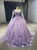 Purple Tulle 3D Flower Off the Shoulder Prom Dress