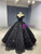 Black Ball Gown Sequins Off the Shoulder prom Dress