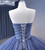 Blue Tulle Sequins Strapless Prom Dress With Detachable Puff Tulle