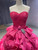 Fuchsia Ball Gown Strapless Pleats Prom Dres