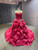 Fuchsia Ball Gown Strapless Pleats Prom Dres