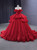 Red Ball Gown Tulle Strapless 3D Flower Prom Dress