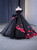 Black Ball Gown Strapless Flower Prom Dress