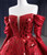 Red Long Sleeve Satin Sequins Prom Dress