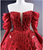 Red Long Sleeve Satin Sequins Prom Dress