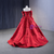 Red Long Sleeve Satin Sequins Prom Dress