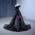 Black Satin Pleats Ruffles Prom Dress