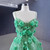 Green Spaghetti Straps 3D Flower prom Dress