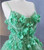 Green Spaghetti Straps 3D Flower prom Dress