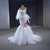 White Mermaid Tulle Pleats Beading Wedding Dress