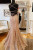 Sexy Rose Gold Mermaid Sequins Spaghetti Straps Prom Dress
