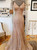 Sexy Rose Gold Mermaid Sequins Spaghetti Straps Prom Dress