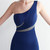 Navy Blue One Shoulder Beading Party Dress