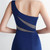 Navy Blue One Shoulder Beading Party Dress