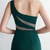 Green One Shoulder Beading Party Dress