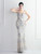 Apricot Silver Sequins Straps Feather Party Dress