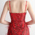 Red Sequins Straps Feather Party Dress