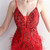 Red Sequins Straps Feather Party Dress