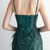Green Sequins Straps Feather Party Dress