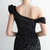 Black Sequins One Shoulder Party Dress