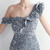 Gray Sequins One Shoulder Party Dress