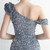 Gray Sequins One Shoulder Party Dress