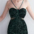 Dark Green Sequins Halter Party Dress