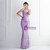 In Stock:Ship in 48 Hours Purple Sequins V-neck Beading Party Dress