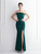 In Stock:Ship in 48 Hours Green Split Feather Party Dress