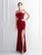 In Stock:Ship in 48 Hours Burgundy Split Feather Party Dress
