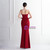 In Stock:Ship in 48 Hours Burgundy Split Feather Party Dress