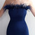 In Stock:Ship in 48 Hours Navy Blue Split Feather Party Dress