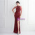 In Stock:Ship in 48 Hours Burgundy Sequins Beading Split Party Dress