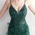 In Stock:Ship in 48 Hours Dark Green Sequins Feather Party Dress