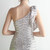 In Stock:Ship in 48 Hours Silver Sequins One Shoulder Pleats Party Dress