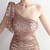In Stock:Ship in 48 Hours Gold Sequins One Shoulder Pleats Party Dress