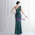 In Stock:Ship in 48 Hours Green Sequins One Shoulder Pleats Party Dress