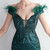 In Stock:Ship in 48 Hours Green Sequins Off the Shoulder Feather Prom Dress