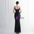 In Stock:Ship in 48 Hours Black V-neck Straps Sequins Party Dress