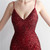 In Stock:Ship in 48 Hours Burgundy V-neck Straps Sequins Party Dress