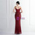 In Stock:Ship in 48 Hours Burgundy V-neck Straps Sequins Party Dress