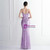 In Stock:Ship in 48 Hours Purple V-neck Straps Sequins Party Dress