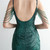 In Stock:Ship in 48 Hours Green Sequins Beading Backless Party Dress